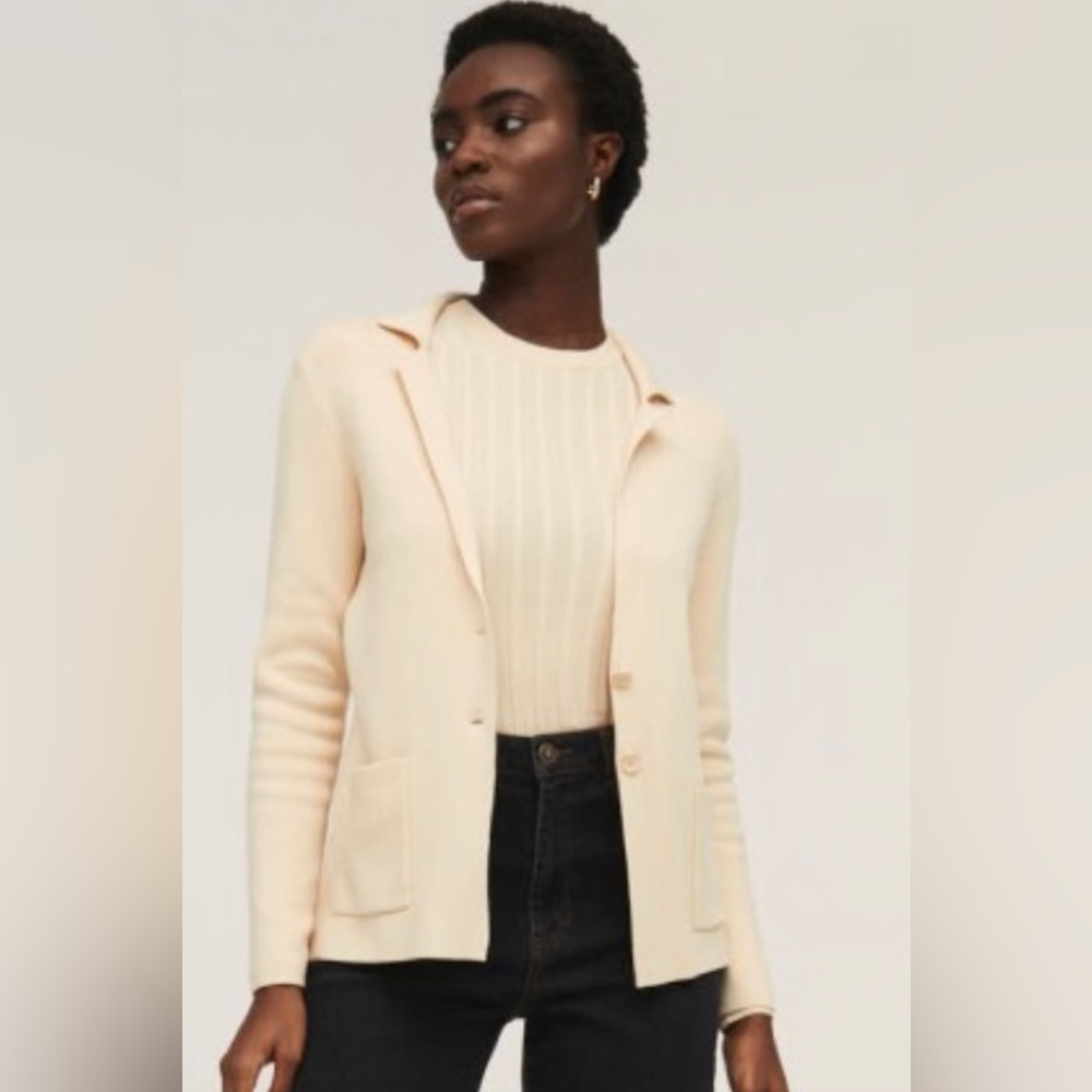 Surkana Dora Fine Knit Sweater Blazer Jacket Black Minimalist Career Size S